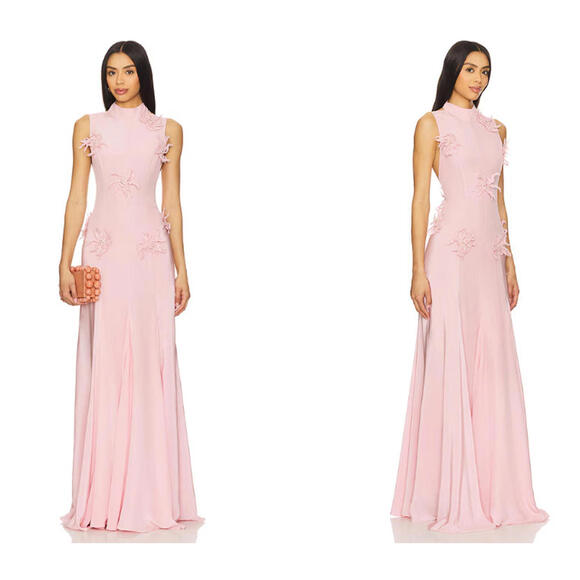 Dresses & Skirts - La Fuori Backless Maxi Dress in Ostrich Feather Pink XS NWT $780msrp